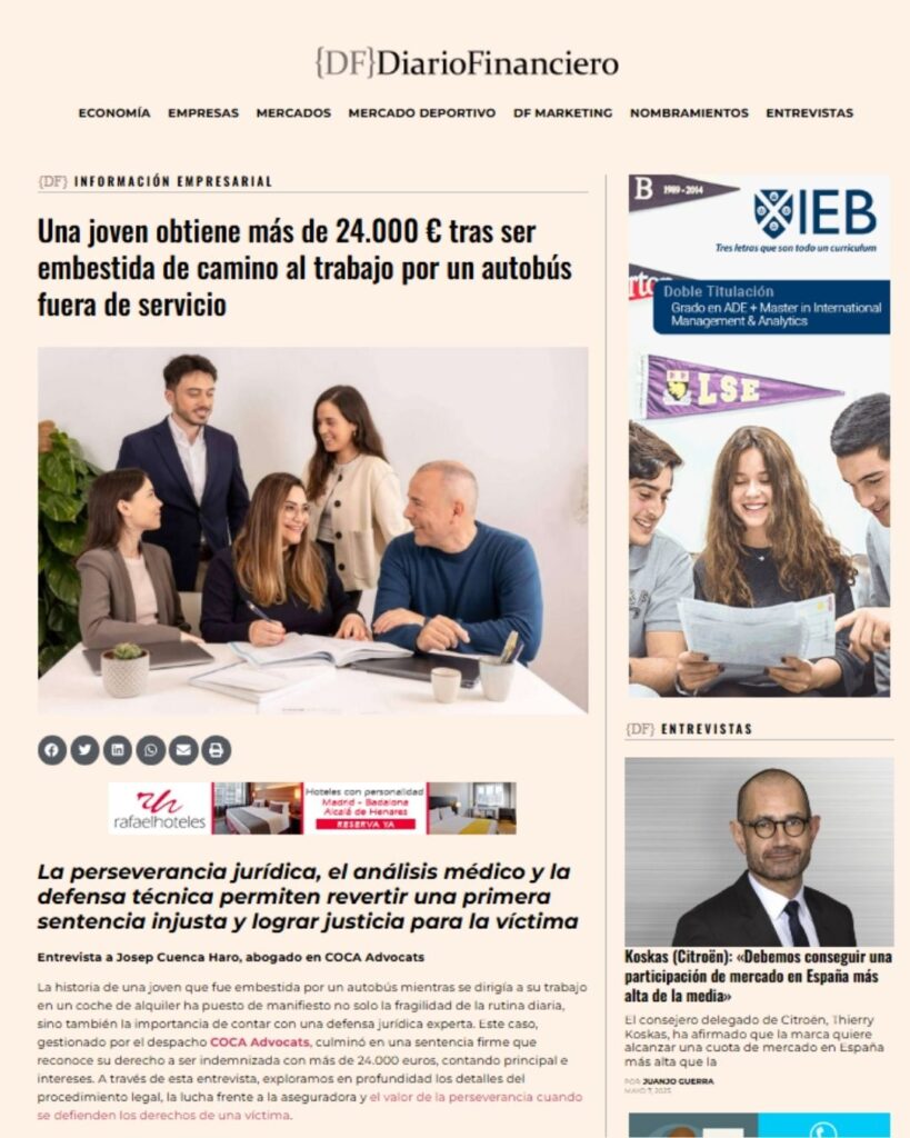 COCA ADVOCATS caso real_ Una joven obtiene más de 24.000 € tras ser embestida de camino al trabajo por un autobús fuera de servicio (4)