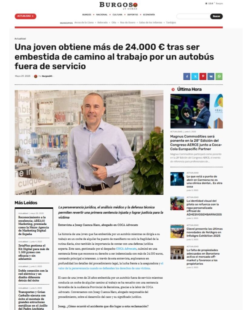 COCA ADVOCATS caso real_ Una joven obtiene más de 24.000 € tras ser embestida de camino al trabajo por un autobús fuera de servicio (6)