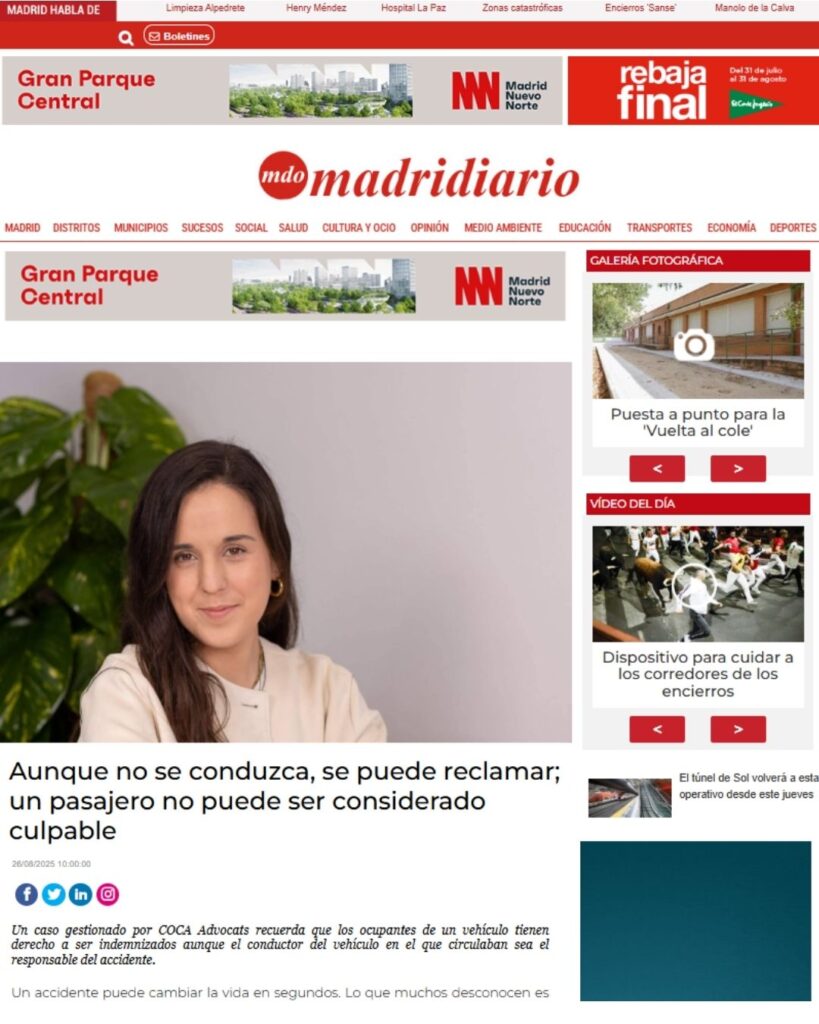 COCA ADVOCATS caso real_ Aunque no se conduzca, se puede reclamar; un pasajero no puede ser considerado culpable (3)