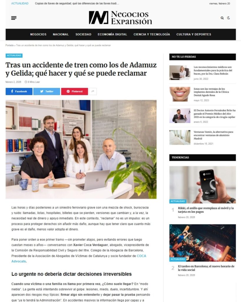 Tras un accidente de tren como los de Adamuz y Gelida; qué hacer y qué se puede reclamar (6)