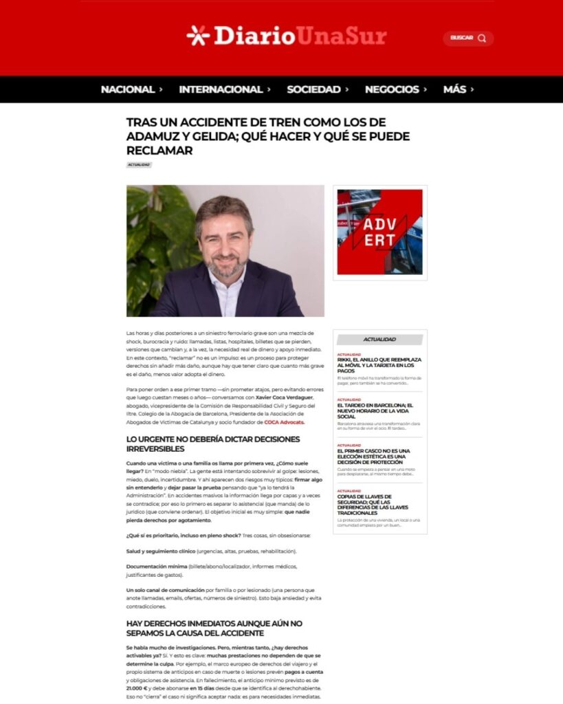 Tras un accidente de tren como los de Adamuz y Gelida; qué hacer y qué se puede reclamar (7)